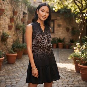All Saints 100% silk ombré animal print sleeveless mini Dress